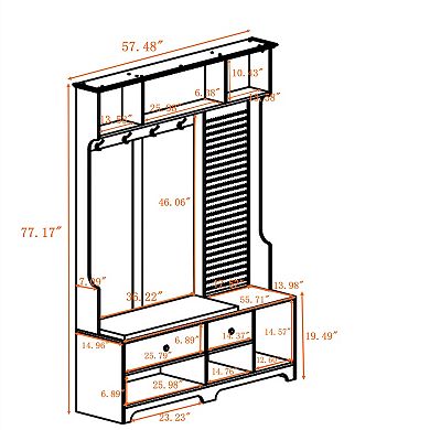 Multi-purpose Hallway Hall Tree, White