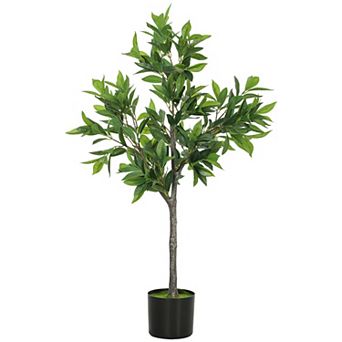 HOMCOM Potted Fake Plant with 345 PEVA Leaves, Lifelike Laurel Tree
