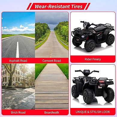 12V Kids Ride-On ATV for 3+ Years, Dual Speed Adjustment, One Button Start, LED & Music