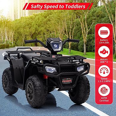 12V Kids Ride-On ATV for 3+ Years, Dual Speed Adjustment, One Button Start, LED & Music