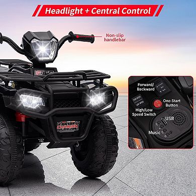12V Kids Ride-On ATV for 3+ Years, Dual Speed Adjustment, One Button Start, LED & Music