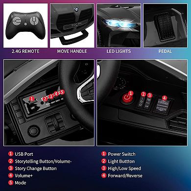 12V Ride On Car for Kids, Vehicle Car for Boys and Girls, with Remote Control, 3 Speed, Led Light