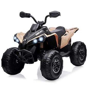 Kids ATV, 12V Ride on Toy Car 4 Wheeler Quad Electric Vehicle, w/LED Lights, Full Metal Suspensions