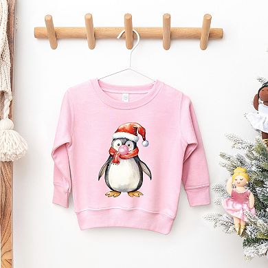 Watercolor Penguin Bubblegum - Toddler Graphic Sweatshirt