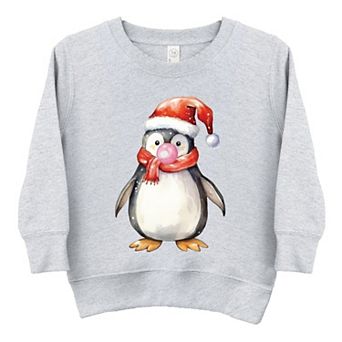 Watercolor Penguin Bubblegum - Toddler Graphic Sweatshirt