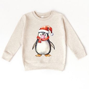Watercolor Penguin Bubblegum - Toddler Graphic Sweatshirt