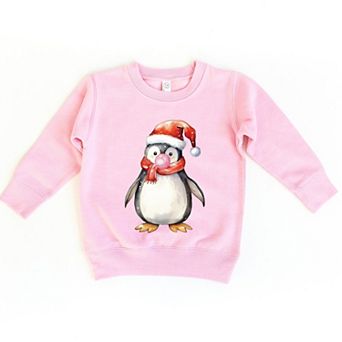 Watercolor Penguin Bubblegum - Toddler Graphic Sweatshirt