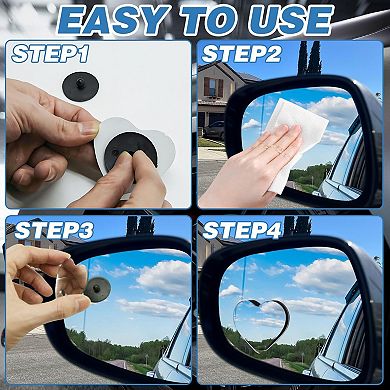 Heart-Shaped Blind Spot Mirror Set with Adjustable 360° Rotation for Clearer Side View