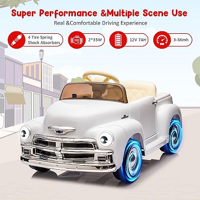 12V Kids Chevrolet 3100 Pickup Ride-On Car, Remote Control, MP3, LED Light, 2-Speed, Battery Powered