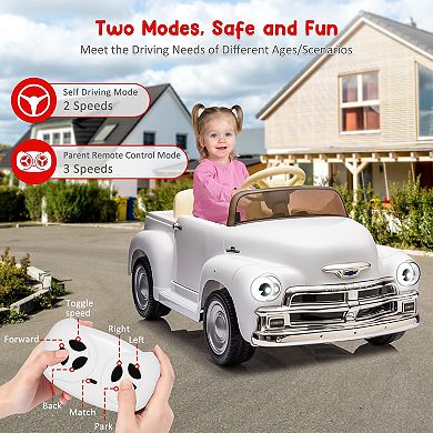 12V Kids Chevrolet 3100 Pickup Ride-On Car, Remote Control, MP3, LED Light, 2-Speed, Battery Powered