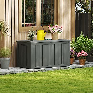 180 Gal. Outdoor Resin Waterproof Deck Box with Lockable Lid
