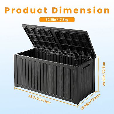 180 Gal. Outdoor Resin Waterproof Deck Box with Lockable Lid