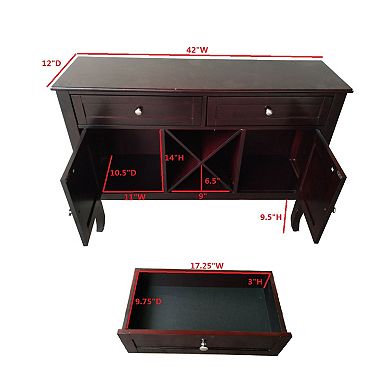 Kings Brand Furniture - Morovis Wine Cabinet Breakfront Buffet Storage Console Table