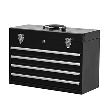 Whisen Metal Tool Box with 4 Drawers Portable Steel Tool Chest with Metal Cylinder Lock