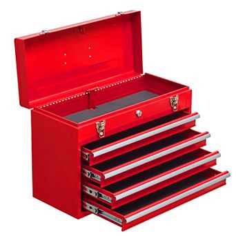 Whisen Metal Tool Box with 4 Drawers Portable Steel Tool Chest with Metal Cylinder Lock