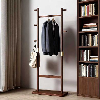 Solid Wood Coat Rack, Walnut，61.4"H
