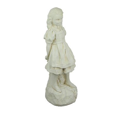 Alice in Wonderland Antique White Finish Solid Cement Statue 19.5 Inches High