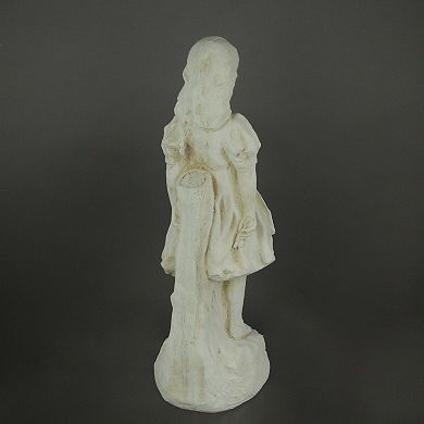 Alice in Wonderland Antique White Finish Solid Cement Statue 19.5 Inches High