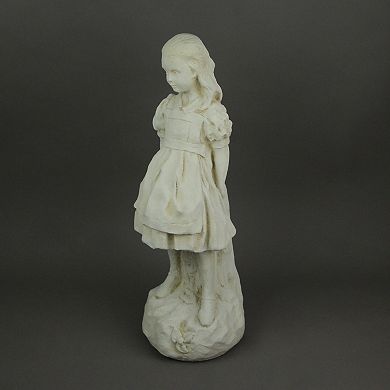 Alice in Wonderland Antique White Finish Solid Cement Statue 19.5 Inches High