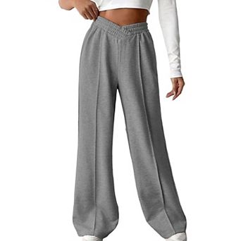 Women's High Waisted Wide Leg Sweatpants with Pockets Pleated Elastic Waist Casual Loose Yoga Pants