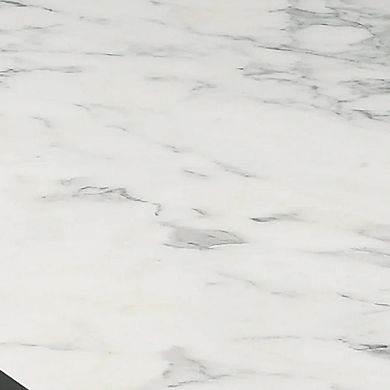 Amey 2 Drawer Nightstand, White Marble Trim, Black Wood