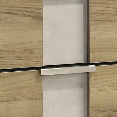 Amey Nightstand with 2 Drawers, White Trim and Driftwood Brown Finish