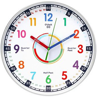 Silent Wall Clock, Non Ticking, Battery-Powered, Ideal for Teaching Time and Stylish Decor, 12 Inch
