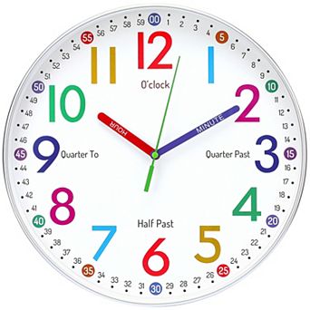 Silent Wall Clock, Non Ticking, Battery-Powered, Ideal for Teaching Time and Stylish Decor, 12 Inch