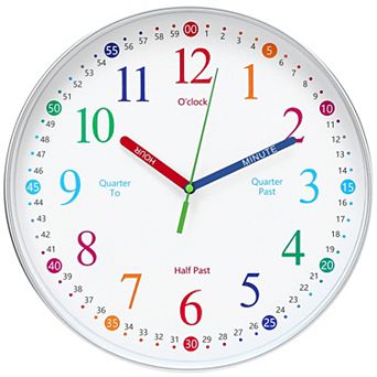 Silent Wall Clock, Non Ticking, Battery-Powered, Ideal for Teaching Time and Stylish Decor, 12 Inch