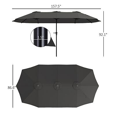 Outsunny 13 ft. Extra Large Patio Umbrella, UPF30+ Double Umbrella,