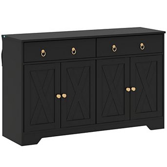HOMCOM Kitchen Storage Sideboard, Buffet Cabinet with Barn Doors