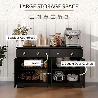 HOMCOM Kitchen Storage Sideboard, Buffet Cabinet with Barn Doors