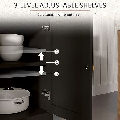 HOMCOM Kitchen Storage Sideboard, Buffet Cabinet with Barn Doors