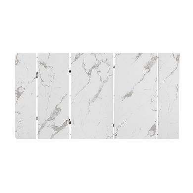 Whisen Extendable Dining Table with 3 Removable Middle Leaves, Power Outlet and Saving-space Cabinet