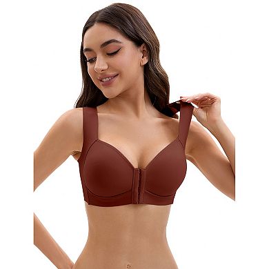 3 Packs Women's Front Closure Push Up Wirefree Wide Straps U Back Tank Bras