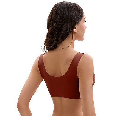3 Packs Women's Front Closure Push Up Wirefree Wide Straps U Back Tank Bras