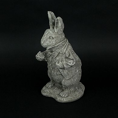 Alice in Wonderland White Rabbit Light Gray Finish Statue 14 in-CEMENT