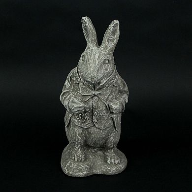 Alice in Wonderland White Rabbit Light Gray Finish Statue 14 in-CEMENT