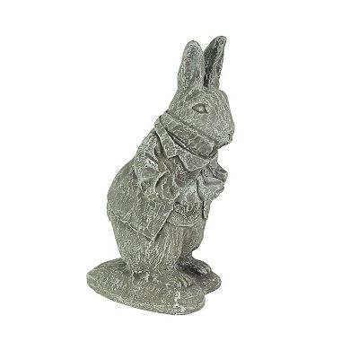 Alice in Wonderland White Rabbit Light Gray Finish Statue 14 in-CEMENT