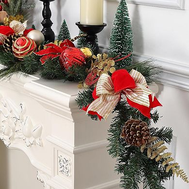 6FT Christmas Garland with Lights, 20 Lights & Timer