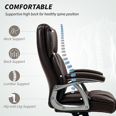 HOMCOM High Back Office Chair, Tilting Swivel Computer Chair