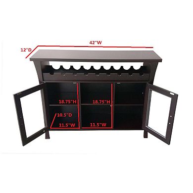 Kings Brand Furniture Wine Rack Buffet Server Console Table with Glass Doors