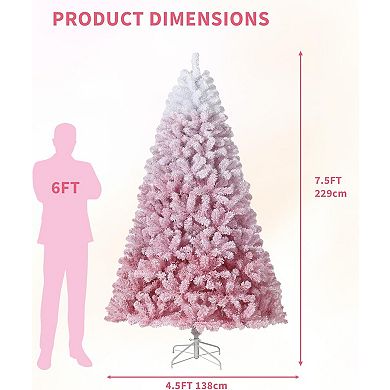 Pink Frosted Christmas Tree - Warm White LEDs, Metal Stand