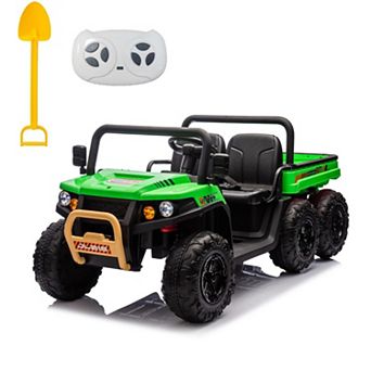 24V Kids 6-Wheel Electric Ride-On Truck with Four 35W Motors, 2.4G Parental Remote Control,Shovel