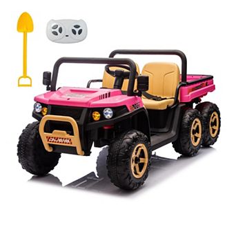 24V Kids 6-Wheel Electric Ride-On Truck with Four 35W Motors, 2.4G Parental Remote Control,Shovel
