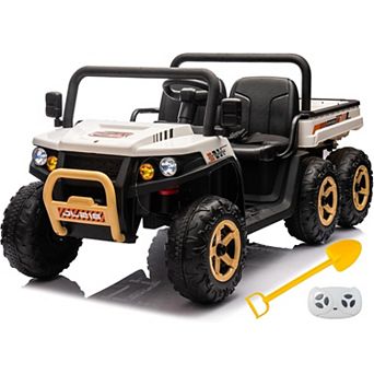 24V Kids 6-Wheel Electric Ride-On Truck with Four 35W Motors, 2.4G Parental Remote Control,Shovel