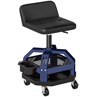 HOMCOM Rolling Mechanic Stool, 300 LBS Capacity Garage Stool