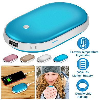 Rechargeable Hand Warmer 5000mAh Portable Power Bank & Double-Sided Pocket Heater