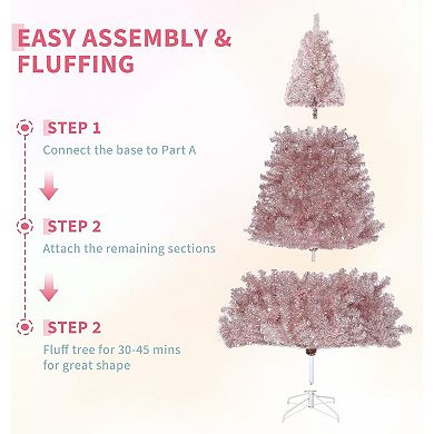 Prelit Artificial Christmas Tree, Tinsel Fake Christmas Tree