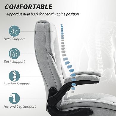 HOMCOM Office Chair, Computer Desk Chair with Flip-up Armrest